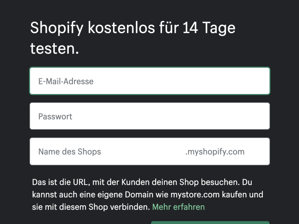 Mit Shopify starten